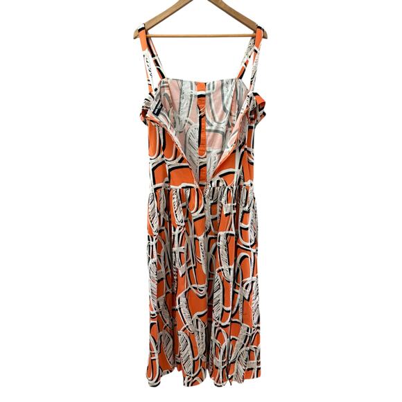 Karl Lagerfeld Paris Sleeveless Printed Square Neck Midi Dress Orange Size 12 - Picture 7 of 15